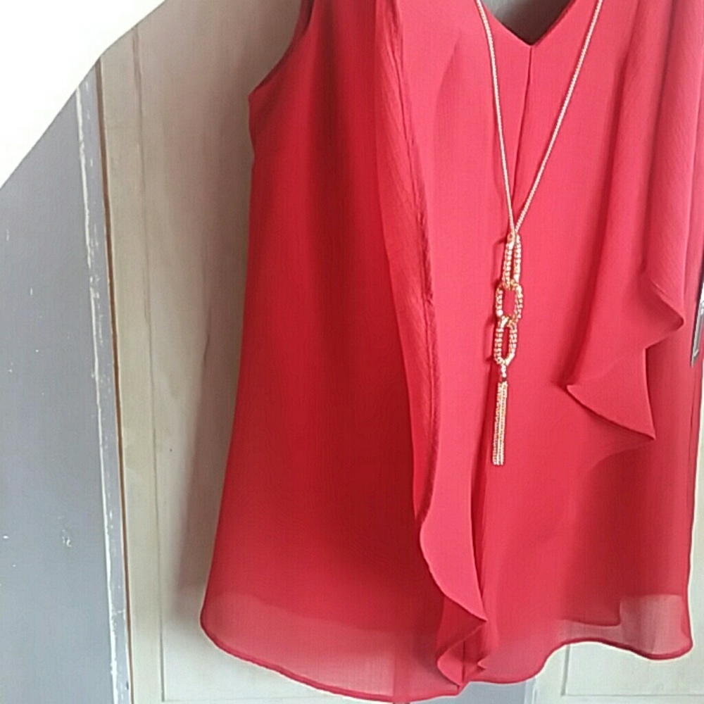NWT A. BYER dressy flowy tank with necklace - Picture 6 of 8